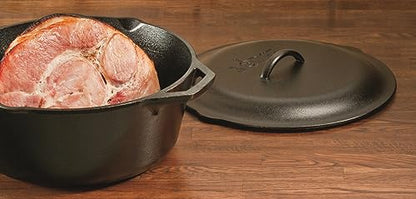 Lodge Cast Iron Dutch Oven 7 Quart - Loop Handle Cooking Vessel - Even Heat Retention - Oven-Safe, Versatile Pot
