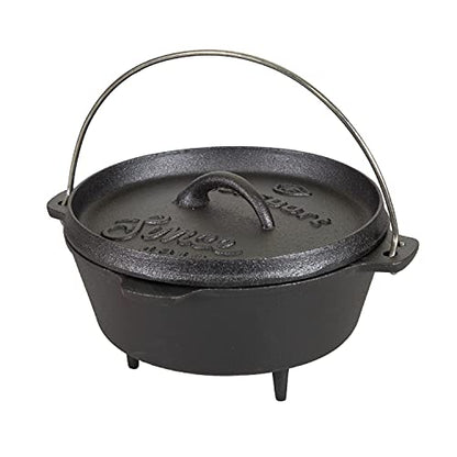Stansport's Cast Iron Dutch Oven with Lid (16018-20) - 2 Quart Capacity, Durable Cast Iron Construction, Perfect for Outdoor Cooking, Home Kitchen and Camping Trips, Built in Legs