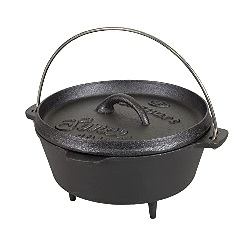 Stansport's Cast Iron Dutch Oven with Lid (16018-20) - 2 Quart Capacity, Durable Cast Iron Construction, Perfect for Outdoor Cooking, Home Kitchen and Camping Trips, Built in Legs