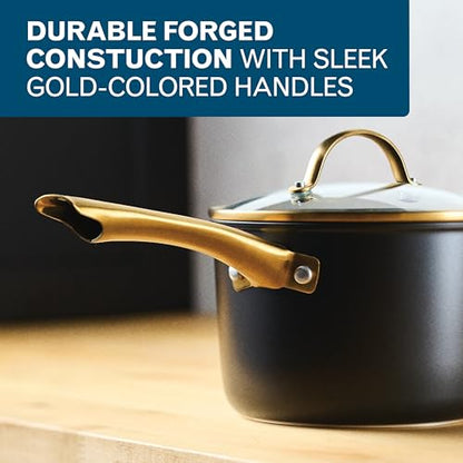 Farberware Forged Induction Ceramic Nonstick Cookware Set, 12-Piece, Black Pots & Pans