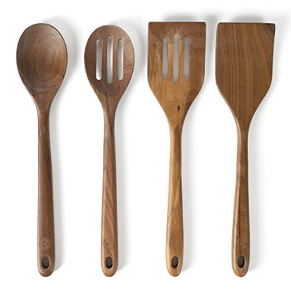 Martha Stewart Bainford 4-Piece Wooden Kitchen Tool Set - Walnut