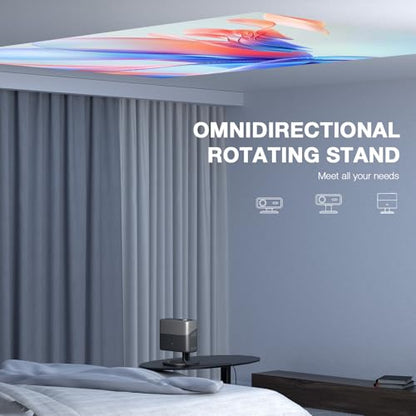 [Now with Netflix & 3500 ANSI] 4K Projector with WiFi and Bluetooth,TOF Real-Time Auto Focus Smart Projector, AuKing Outdoor Movie Home Theater Proyector with Omni-Adjustable Stand(grey)