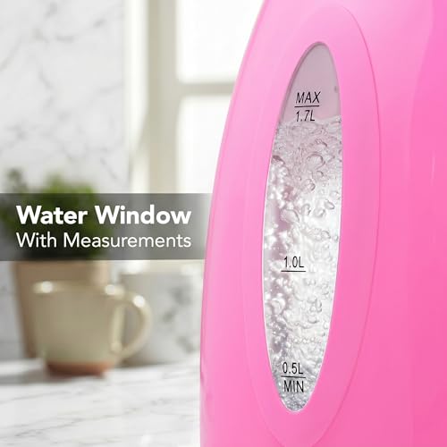 OVENTE 1.7L Electric Tea Kettle, Fast Boiling Water Heater, Pink KP72P