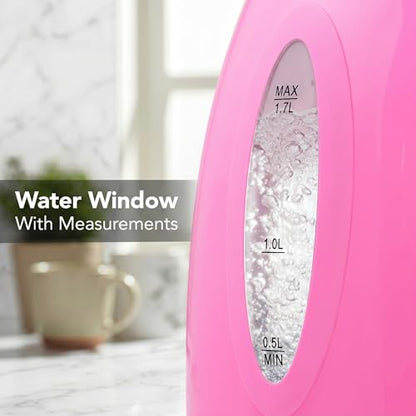 OVENTE 1.7L Electric Tea Kettle, Fast Boiling Water Heater, Pink KP72P