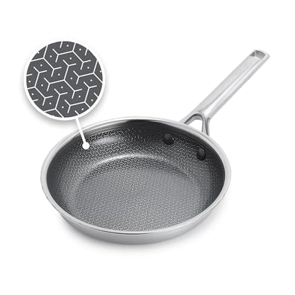 GreenPan Hybrid 8” Nonstick Stainless Steel Frying Pan, APEX Tri-Ply Thermobond PFAS-Free Ceramic Skillet, Induction & All Cooktop Compatible, Oven Temp to 850°F, Dishwasher Safe, Silver