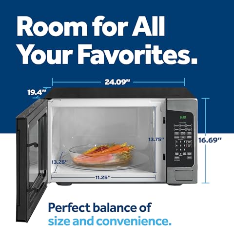 GE Countertop Microwave Oven, 1,200-watt Capacity, 2.0 Cubic Ft., 8 Auto Setting Cooking Settings, Child-Lock Technology, Kitchen Essentials for the Countertop, Dorm Room or Apartment, Black