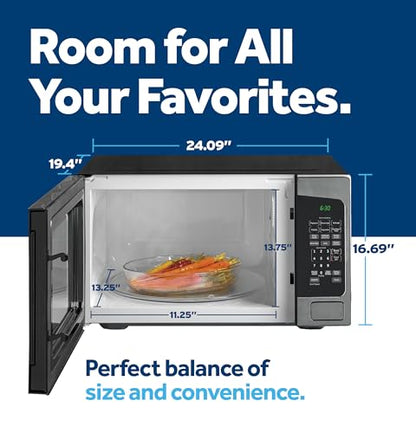 GE Countertop Microwave Oven, 1,200-watt Capacity, 2.0 Cubic Ft., 8 Auto Setting Cooking Settings, Child-Lock Technology, Kitchen Essentials for the Countertop, Dorm Room or Apartment, Black