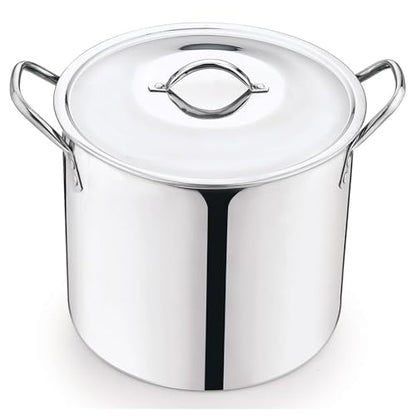 12-Qt Stainless Steel Stockpot with Metal Lid- Heavy Duty Cooking Pot for Pasta, Soup, Spaghetti, Nonstick Thick Bottom Big Stock Pot, Cookware for Canning, Boiling, Simmer
