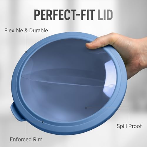 Zulay Kitchen 12 Piece Plastic Mixing Bowls with Lids Set - Leak-Proof Microwave & Freezer Safe Stackable Mixing Bowl Set for Preparing, Serving and Storing - Non-Slip Large Nesting Bowls (Blue Ombre)