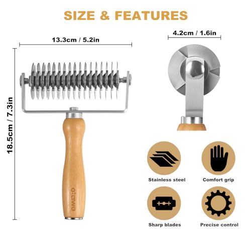 Lattice Pastry Cutter – Stainless Steel Roller Cutter with Wooden Handle for Pie, Beef Wellington, Pastry & Bread – Easy Lattice Pattern – Otawe