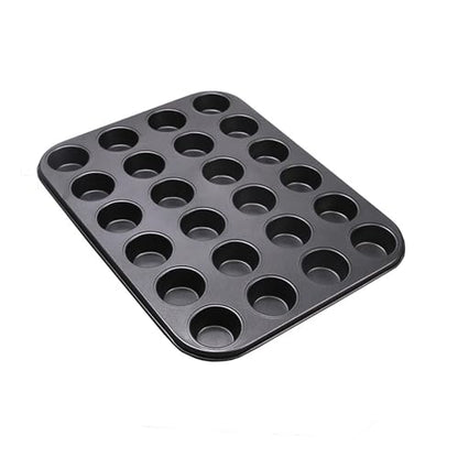 Aybloom Nonstick 24 Cups Mini Muffin Pan with Extended Handles for Easy Grip, Carbon Steel Steel to Promoted Even Baking, Dishwasher Safe (Black)