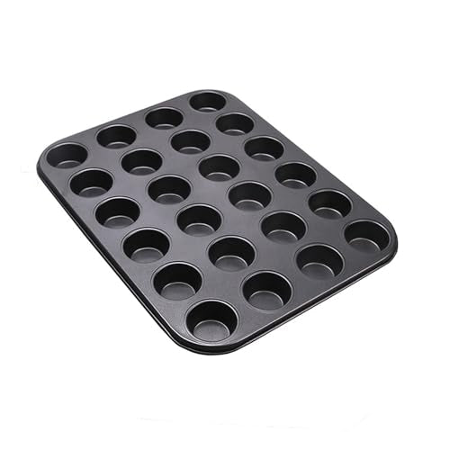 Aybloom Nonstick 24 Cups Mini Muffin Pan with Extended Handles for Easy Grip, Carbon Steel Steel to Promoted Even Baking, Dishwasher Safe (Black)