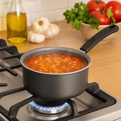1-Quart Non-Stick Sauce Pan with Stay-Cool Handle, Gray, Steel, Even Heat Distribution, Easy-Clean Coating