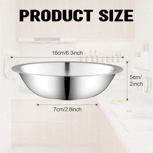 Odowalker 15 Pcs Stainless Steel Bowls Kitchen Metal Bowl with Flat 6.3 Inch Base Prep Bowls, Mixing Bowls Mirror Polish Metal Bowl Set for Meal Prep, Serving, Baking