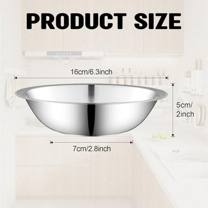 Odowalker 15 Pcs Stainless Steel Bowls Kitchen Metal Bowl with Flat 6.3 Inch Base Prep Bowls, Mixing Bowls Mirror Polish Metal Bowl Set for Meal Prep, Serving, Baking