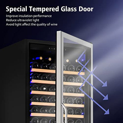 Velivi Wine Cooler Refrigerator, 179 Bottles Professional Wine Fridge with Powerful Compressor,Quiet Operation and Elegant Design for Wine Lovers