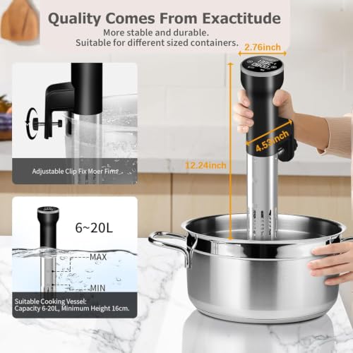 CATTLEMAN Sous Vide Machine WiFi, IPX7 Immersion Circulator, 1000W