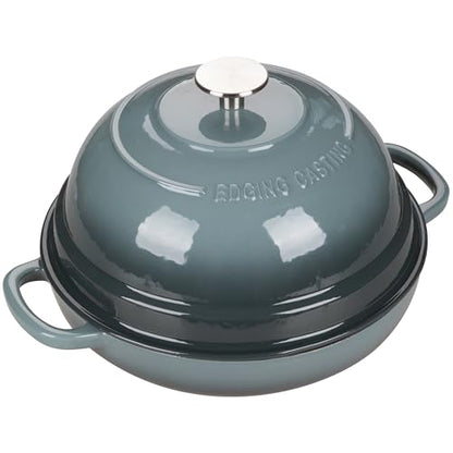 EDGING CASTING Enameled Cast Iron Dutch Oven Pot with Lid, Round Bread Oven for Homemade Sourdough Bread Baking, 6 Quart, Slateblue