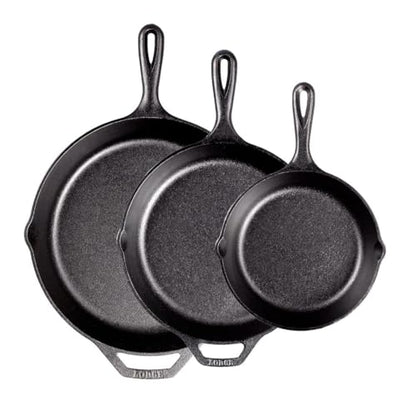 Lodge Seasoned Cast Iron Skillet Set 8, 10.25 & 12 Inches - PFAS-Free, Non-Toxic Cookware - Use with an Oven, Stove, Grill, or Campfire - Naturally Non-Stick & Oven Safe