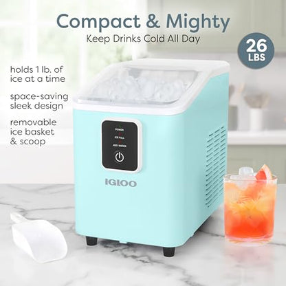 Igloo Ice Maker Countertop, Portable Ice Maker, 26lbs, Aqua