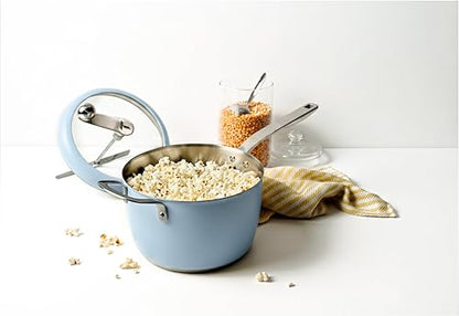Tramontina Golden Pop 5.5-Qt Stainless Steel Popcorn Popper, Blue