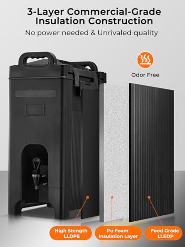Insulated Beverage Dispenser 5 Gal, Commercial Hot/Cold Drink Dispenser