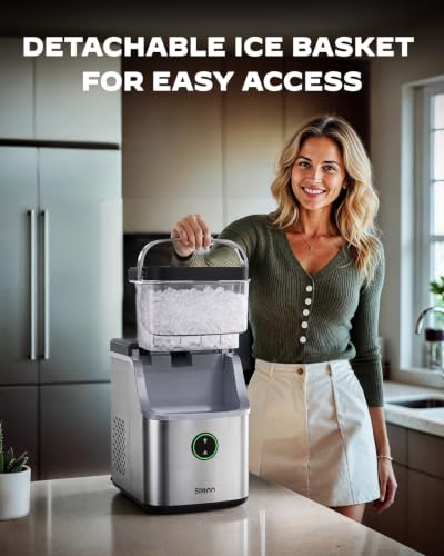 Silonn Nugget Ice Maker Countertop with Detachable Basket and Handle