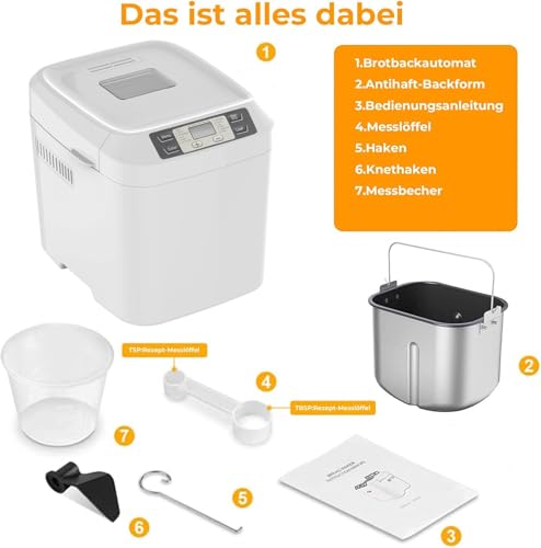 2LB Bread Maker, 12-In-1 Functionality, Gluten-Free Option, Nonstick Baking Pan, Two Loaf Sizes, 13-Hour Delay And 1-Hour Keep Warm Feature (White)