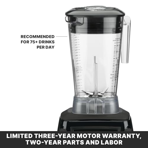 Waring Commercial MX1000XTX 3.5 HP Blender with Paddle Switches, Pulse Feature and a 64 oz. BPA Free Copolyester Container, 120V, 5-15 Phase Plug, Black