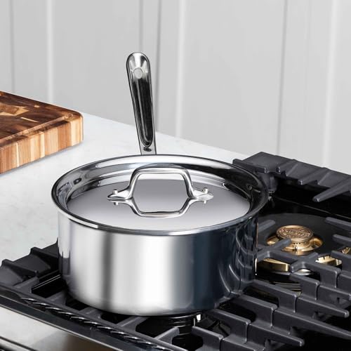 All-Clad D3® Stainless Steel 2 Quart Sauce Pan With Lid- Made in the USA- The Original Bonded Professional Cookware- Oven Safe & Induction Compatible
