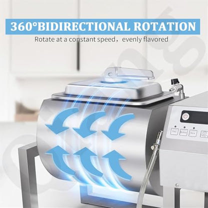 Commercial Automatic Vacuum Tumbler Marinating Machine, 18l Meat Tumbler Machine Three-Speed Bidirectional Rotation Rapid For Chicken Steak Burger Shop