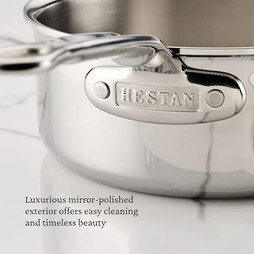 Hestan ProBond Luxe 2-Quart Saucepan with Lid, Professional Clad Stainless Steel, ProCore Tri-Ply Clad Construction, Polished Exterior, Induction & Oven Safe