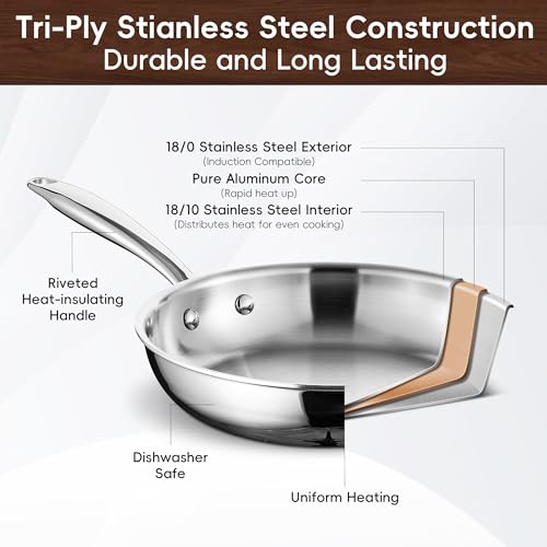 SuperCook Tri Ply Stainless Steel Cookware Set, 16-Piece Pots and Pans Set with Kitchen Utensils and Steamer, Non-Toxic, Multiclad, Induction Oven Compatible, Dishwasher Safe