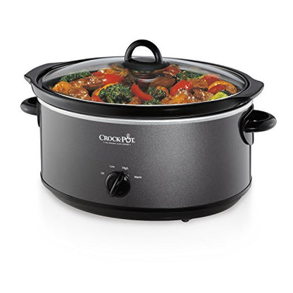 Crock-Pot 7-Quart Manual Slow Cooker, Family Size Serves 8+ People & Fits 6-lb Roast, Removable Stoneware with Warming Setting, Dishwasher Safe for Easy Cleanup, Charcoal