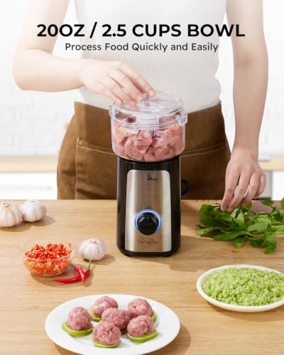 SANGCON 5 in 1 Blender and Food Processor Combo for Kitchen, Small Electric Food Chopper for Meat and Vegetable, 350W High Speed Blenders with 2 Speeds and Pulse for Smoothies and Shakes