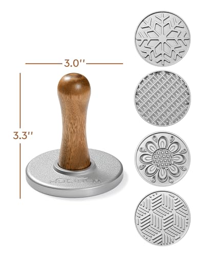 HULISEN Cookie Stamps Set of 4, Metal Cookie Press Mold with Wooden Handle, Decorating Supplies for DIY Baking, Cake, Pastry, Easy to Use, Gift Package