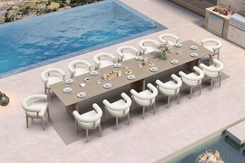 PURPLE LEAF Italian Patio Dining Set 15 Pieces with Cushion, Seamless Table