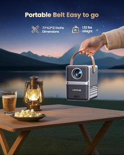 4K Portable Smart Projector with WiFi and Bluetooth [Compatible with Netflix & Dolby Audio], Mini Outdoor Movie Projector with Native 1080P, Auto Keystone & Electric Focus for Home Theater, Bedroom