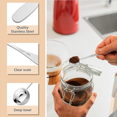 BERYLER 2PCS 1tbsp(3tsp, 15 ml) Single Measuring Spoon, Stainless Steel Individual Teaspoon, Metal Measure Scoop with Gift Box