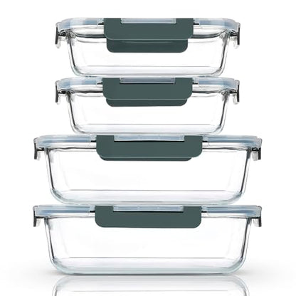M MCIRCO [80 oz & 36 oz Extra Large Glass Food Storage/Baking Containers Set with Lids, 2 Pack 80 oz(10 cup)&2 Pack 36 oz (4.5 cup) Airtight Glass Container,Microwave,Oven,Freezer and Dishwasher