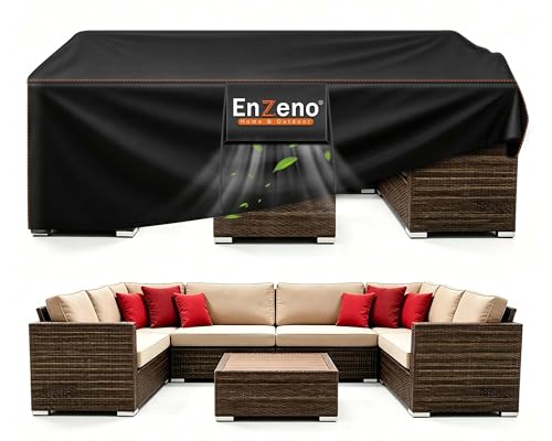 Enzeno Patio Furniture Cover Outdoor Waterproof 110" L x 82" W x 28" H