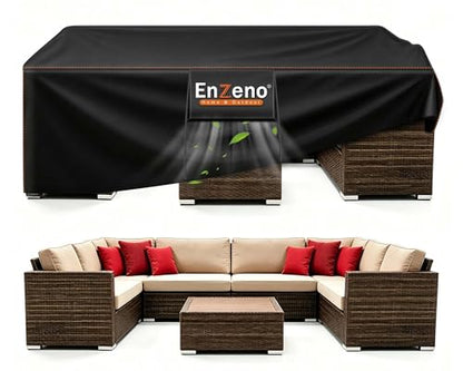 Enzeno Patio Furniture Cover Outdoor Waterproof 110" L x 82" W x 28" H