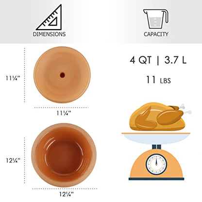 Reston Lloyd Eurita 4 Quart Terracotta Clay Non Stick Dutch Oven – Natural, Lead Cadmium‑Free, Oven & Microwave Safe, Rustic Slow-Cooker Pot Roasting & Casseroles, Healthy cooking with recipe guide