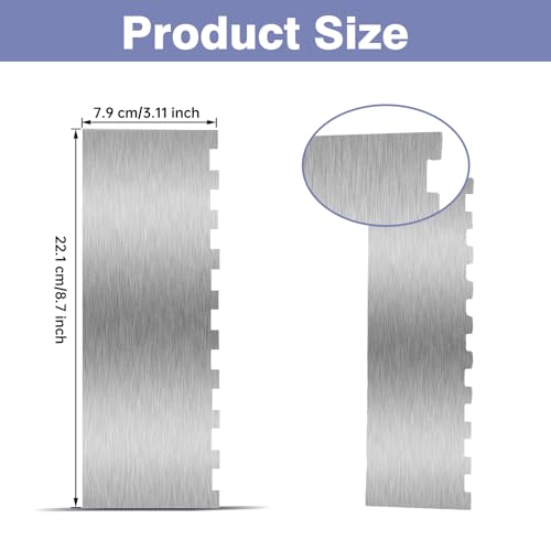 9 Inch Stainless Steel Cake Scraper, Cream Cake Scraper Sided Patterned Edge Stripe Edge Smoother Scraper Cake Smoother Frosting Scraper Cake Decorating Comb for Mousse Butter Cream