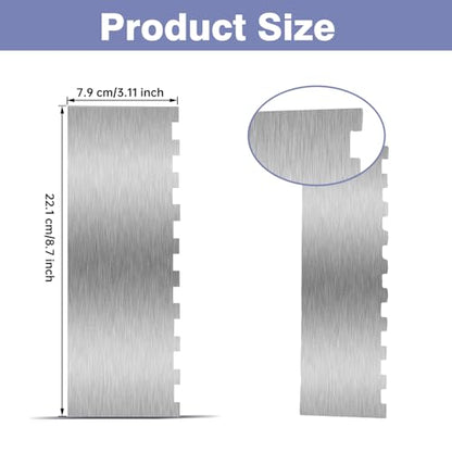9 Inch Stainless Steel Cake Scraper, Cream Cake Scraper Sided Patterned Edge Stripe Edge Smoother Scraper Cake Smoother Frosting Scraper Cake Decorating Comb for Mousse Butter Cream