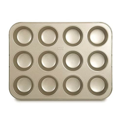 Glad Muffin Pan Nonstick - Heavy Duty Metal Cupcake Tin with Round Baking Cups, 12-Cup