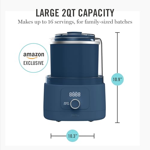 Martha Stewart Ice Cream Maker, 2 Quart Double-Insulated Freezer Bowl, Sorbet & Frozen Yogurt, Ready in 20 Minutes, Mix-Ins Chute, Easy to Clean, Indigo Blue