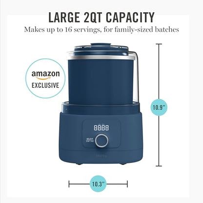 Martha Stewart Ice Cream Maker, 2 Quart Double-Insulated Freezer Bowl, Sorbet & Frozen Yogurt, Ready in 20 Minutes, Mix-Ins Chute, Easy to Clean, Indigo Blue