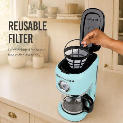 Nostalgia Classic Retro 10 Cup Coffee Maker, Aqua