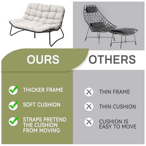 Outdoor Loveseat with Soft Cushion，Patio 2-Seat Boho Sofa (Beige)